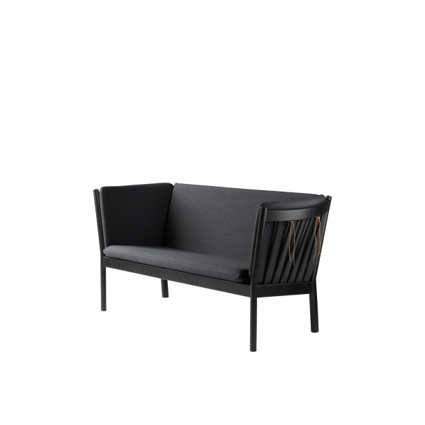 J148 2-pers sofa (Sort Eg/Mrkegr uld)