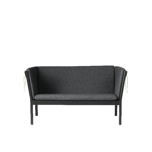 J148 2-pers sofa (Sort Eg/Mrkegr uld)