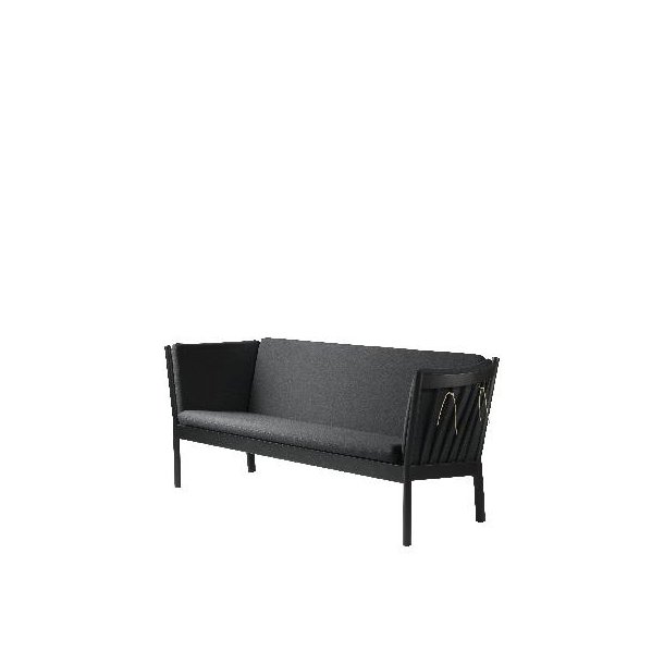 J149 3-pers sofa (Sort eg/Mrkegr uld)