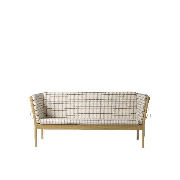 J149 3-pers sofa (Natur eg/Rdternet uld)